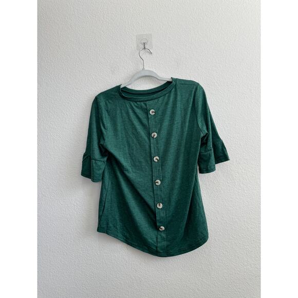 NWOT Women's Short Sleeve Round Neck T-Shirt Button Decal on Back Medium - Picture 8 of 12